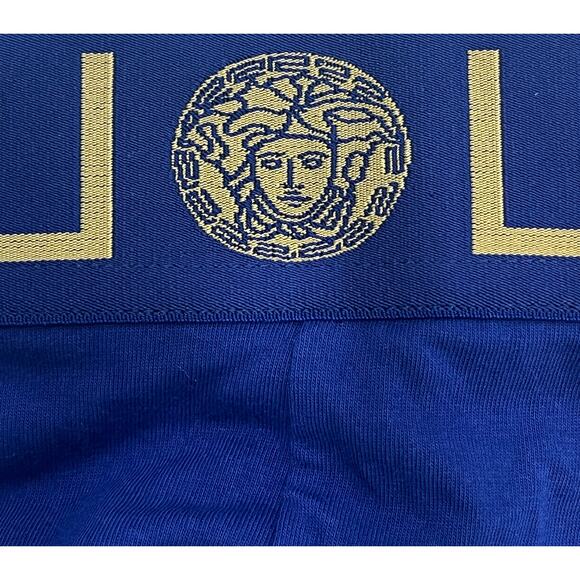 M2-4 VERSACE Men's Greca Jockstrap Underwear Stretch Blue/Gold Size 6/34-46/M - Picture 5 of 12
